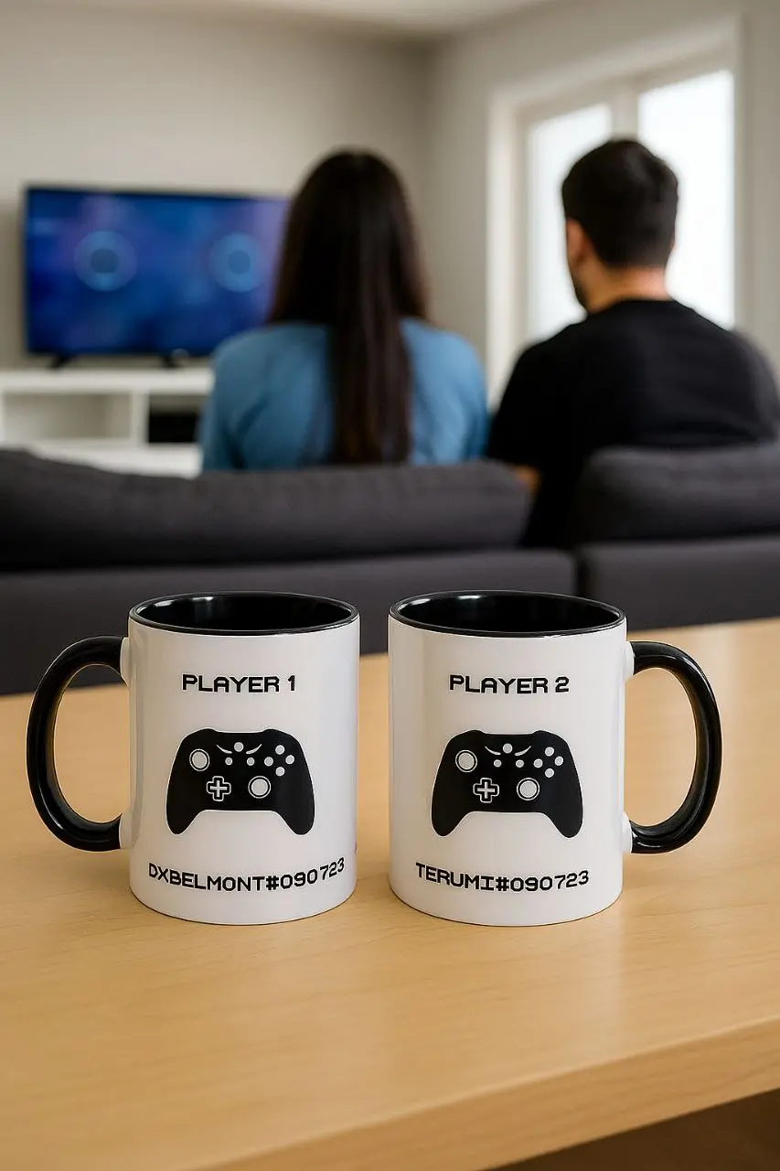 Arte IA - Caneca Casal Gamer